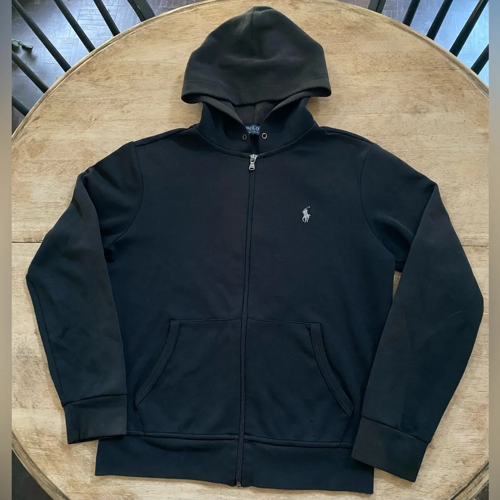 Polo Ralph Lauren Men’s Sz S Polo Black Double-Knit Full-Zip‎ Hoodie